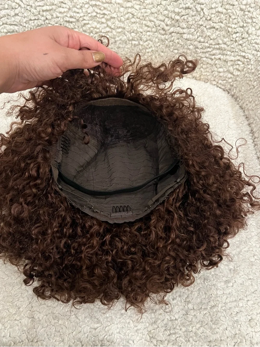GORGIUS Kinky Curly Human Hair Wig Brown Short Wig
